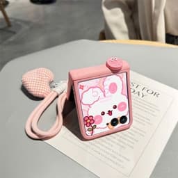 [CÓ SẴN] Viền camera - Ốp Z Flip 8 - Flip6 - Flip5 - Flip7 hồng pastel charm cute kèm dây tym và thanh bảo vệ bản lề 4