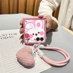 [CÓ SẴN] Viền camera - Ốp Z Flip 8 - Flip6 - Flip5 - Flip7 hồng pastel charm cute kèm dây tym và thanh bảo vệ bản lề 8