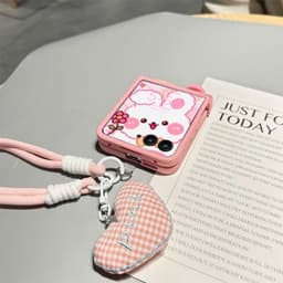[CÓ SẴN] Viền camera - Ốp Z Flip 8 - Flip6 - Flip5 - Flip7 hồng pastel charm cute kèm dây tym và thanh bảo vệ bản lề 5