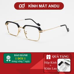 Gọng kính cận nửa viền thời trang nam nữ ANDU dáng vuông chống tia UV kim loại cao cấp - 01177 1