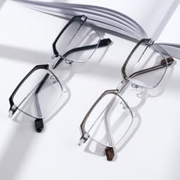 Gọng kính cận nửa viền thời trang nam nữ ANDU dáng vuông chống tia UV kim loại cao cấp - 01177 2