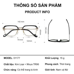 Gọng kính cận nửa viền thời trang nam nữ ANDU dáng vuông chống tia UV kim loại cao cấp - 01177 9