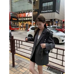 [Sẵn Xám] Áo Blazer Nữ Dáng Dài Áo Vest Nữ Blazer Form Rộng Dáng Dài Áo Khoác Vest Nữ Đi Làm Đi Chơi Thu Đông AZ1073 5