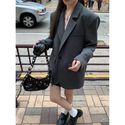 [Sẵn Xám] Áo Blazer Nữ Dáng Dài Áo Vest Nữ Blazer Form Rộng Dáng Dài Áo Khoác Vest Nữ Đi Làm Đi Chơi Thu Đông AZ1073 3