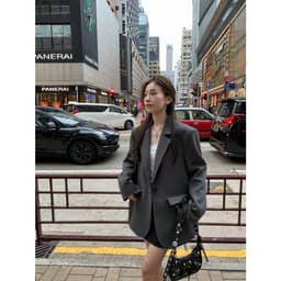 [Sẵn Xám] Áo Blazer Nữ Dáng Dài Áo Vest Nữ Blazer Form Rộng Dáng Dài Áo Khoác Vest Nữ Đi Làm Đi Chơi Thu Đông AZ1073 7