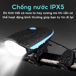 Đèn xe đạp có còi pin sạc usb đèn pha Led  chống nước, đèn trước siêu sáng có 5 chế độ thuyr 9