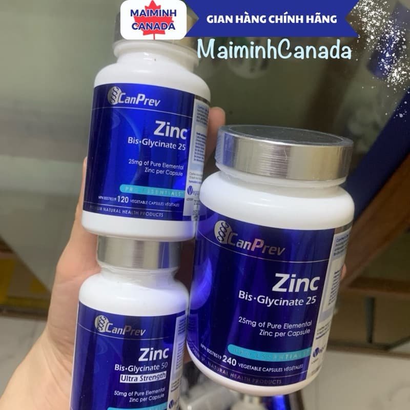 (Bill Canada) Viên uống Zinc25 Bis.Glycinate 25 và Zinc50 Ultra Strength CanPrev