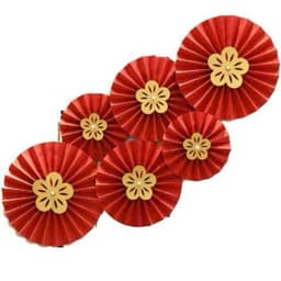 Set 6 Quạt giấy Đỏ Trang trí sẵn keo - Quạt giấy xếp Đỏ Dán tường, Dán kính, Decor Nhà cửa 4
