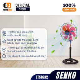 Quạt lửng lỡ Senko LTS1632 công suất 80W, quạt đứng gió mạnh lồng inox 7 cánh bảo hành 2 năm 5