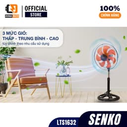 Quạt lửng lỡ Senko LTS1632 công suất 80W, quạt đứng gió mạnh lồng inox 7 cánh bảo hành 2 năm 3