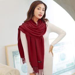 Khăn Choàng Cổ Cashmere Lông Cừu, Bản To 200 x 70cm Dành Cho Nam Nữ, Ấm Áp Mùa Đông Chắc Chắn 6