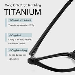 Gọng kính cận thời trang nam nữ  NARO EYEWEAR dáng chữ nhật chất liệu nhựa và titanium - 6066 6