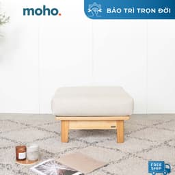 Ghế Đôn Sofa Gỗ Cao Su Tự Nhiên MOHO VLINE 601 VẢI MÀU BE 1