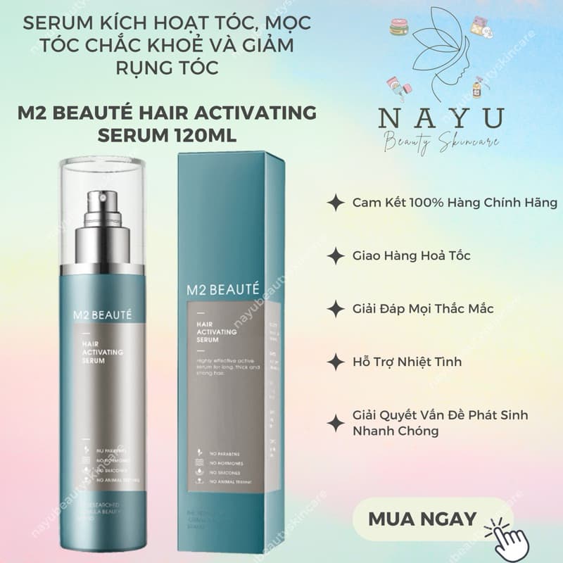 [CÓ BILL] SERUM KÍCH HOẠT TÓC, MỌC TÓC CHẮC KHOẺ VÀ GIẢM RỤNG TÓC M2 BEAUTÉ HAIR ACTIVATING SERUM 120ML