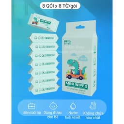 Khăn ướt mini bỏ túi, bịch 8 gói, 8 tờ/gói 2