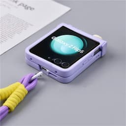[CÓ SẴN] Viền camera - Ốp Z Flip 8 - Flip5 - Flip4 - Flip7 tím pastel charm em bé cute kèm dây và thanh bảo vệ bản lề 5