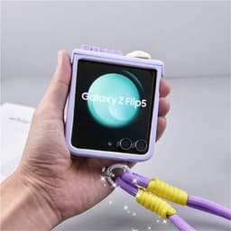 [CÓ SẴN] Viền camera - Ốp Z Flip 8 - Flip5 - Flip4 - Flip7 tím pastel charm em bé cute kèm dây và thanh bảo vệ bản lề 3