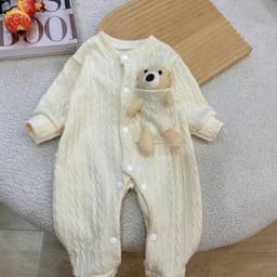 Bodysuit dài tay vải len cho bé trai bé gái sơ sinh mặc mùa thu đông Áo liền quần trẻ sơ sinh SLT170 6