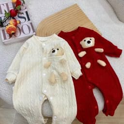 Bodysuit dài tay vải len cho bé trai bé gái sơ sinh mặc mùa thu đông Áo liền quần trẻ sơ sinh SLT170 7