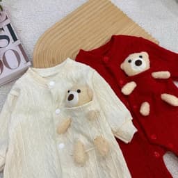 Bodysuit dài tay vải len cho bé trai bé gái sơ sinh mặc mùa thu đông Áo liền quần trẻ sơ sinh SLT170 8