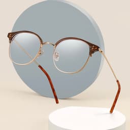 Gọng kính cận nửa viền thời trang nam nữ NARO EYEWEAR dáng tròn chống tia UV chất liệu TITANIUM - 01183 2