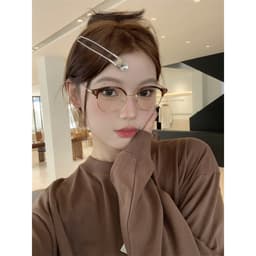 Gọng kính cận nửa viền thời trang nam nữ NARO EYEWEAR dáng tròn chống tia UV chất liệu TITANIUM - 01183 6