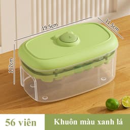 Hộp Khay Làm Đá Thông Minh Có Nút Bấm Lấy Đá Có Nắp Đậy Chống Ám Mùi Màu Sắc Dễ Thương 9