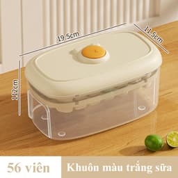 Hộp Khay Làm Đá Thông Minh Có Nút Bấm Lấy Đá Có Nắp Đậy Chống Ám Mùi Màu Sắc Dễ Thương 7