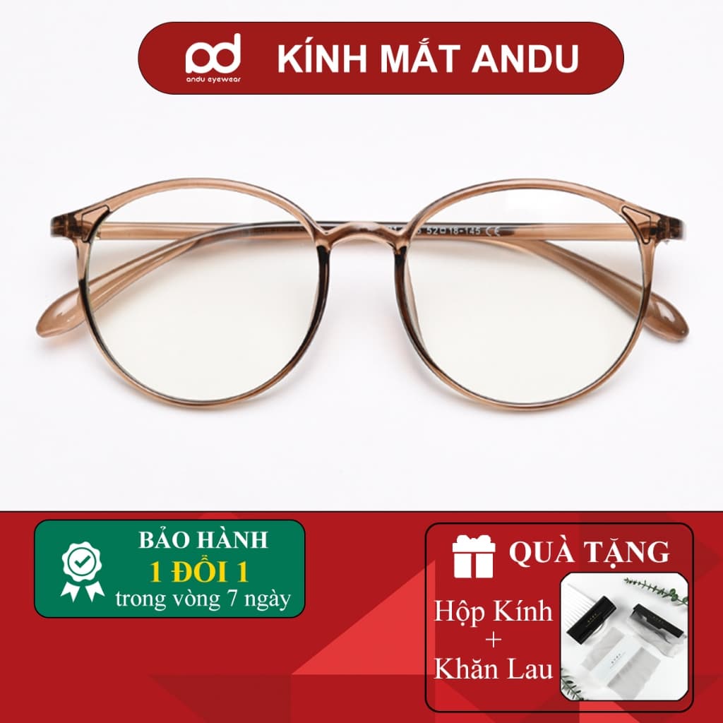 Gọng kính cận thời trang nam nữ ANDU EYEWEAR dáng tròn chất liệu nhựa dẻo siêu nhẹ siêu bền - 7121