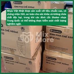 Bình lắc shaker Việt Nhật nhựa chia vạch đen chuyên dùng trong pha chế bao gồm nắp 320ml/460ml/600ml Mixmore 9