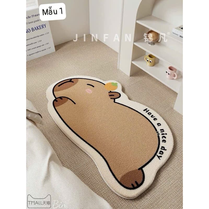 Thảm bếp họa tiết chuột CAPYBARA mẫu mới siêu xinh thảm bếp decor