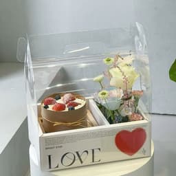 Hộp mica trong 2 ngăn có quai xách, hộp 2 ngăn bánh và hoa, hộp quà 2 ngăn 4
