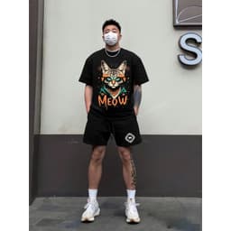 Set áo thun nam nữ form rộng vải cotton 2 chiều dày dặn 3