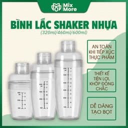 Bình lắc shaker Việt Nhật nhựa chia vạch đen chuyên dùng trong pha chế bao gồm nắp 320ml/460ml/600ml Mixmore 1