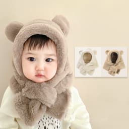 Mũ Trẻ Em Lông Xù Hình Gấu Shushi Liền Khăn Quàng – Mũ Giữ Ấm Mùa Đông Cho Bé 1–5 Tuổi, Chất Lông Mềm Dày, Nhiều Màu Dễ 5
