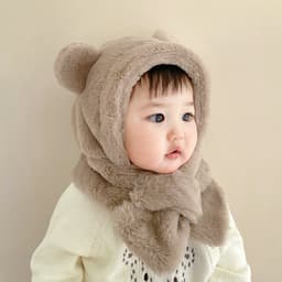Mũ Trẻ Em Lông Xù Hình Gấu Shushi Liền Khăn Quàng – Mũ Giữ Ấm Mùa Đông Cho Bé 1–5 Tuổi, Chất Lông Mềm Dày, Nhiều Màu Dễ 7