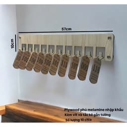 Bảng Gỗ Treo Móc Khóa - Bảng gỗ decor trang trí tường có móc treo chìa khoá 10 chìa - GXHOME 3