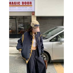 [Sẵn] Áo Khoác Bomber Bóng Chày Nữ Form Rộng Dáng Dài Hàn Quốc Có Bigsize Đi Đà Lạt Thu Đông Chali BC001 5