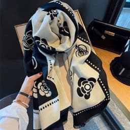 khăn len dạ Hoa trà 65x185 khăn choàng mua thu đông 4