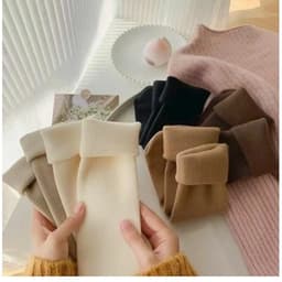 Combo 10 Đôi Tất Lót Lông Cổ Cao Sinh Nhiệt Chất Dày Cho Mùa Đông Siêu ấmTông Màu Pastel Trà Sữa 3