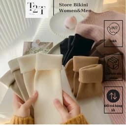 Combo 10 Đôi Tất Lót Lông Cổ Cao Sinh Nhiệt Chất Dày Cho Mùa Đông Siêu ấmTông Màu Pastel Trà Sữa 1