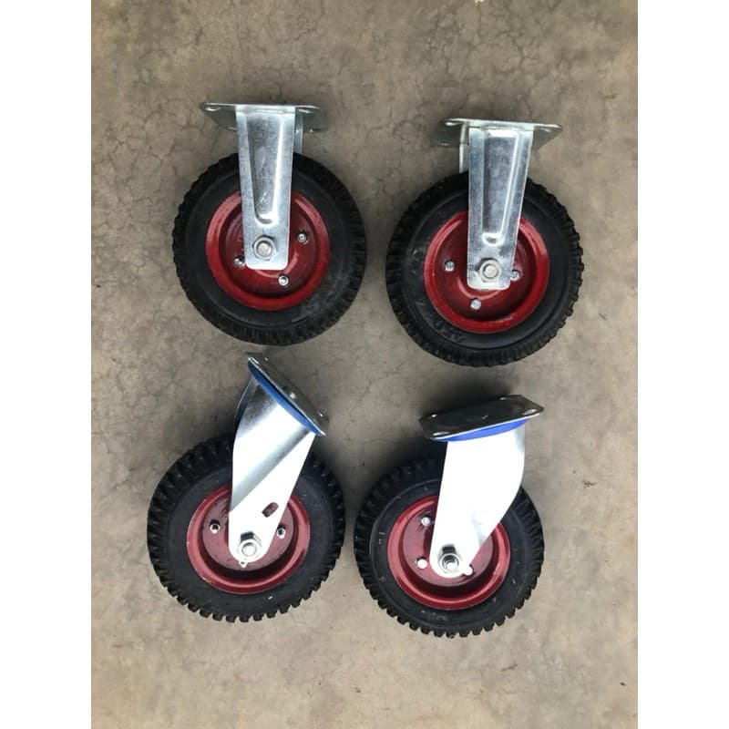 Combo 4 Bánh Xe Đẩy Hàng loại xịn Gồm 2 Bánh Xoay 2 Bánh Đứng Cố Định Loại 20cm