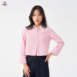 [ẨN] Áo Sơ Mi Dài Tay Nữ GENVIET JEANS Chất Liệu Cotton Dáng Croptop, Áo Crotop Cúc Cài Nữ Trẻ Trung 8748 2