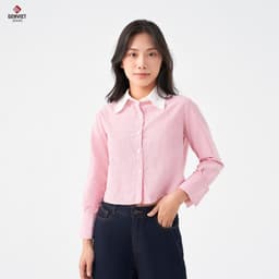 [ẨN] Áo Sơ Mi Dài Tay Nữ GENVIET JEANS Chất Liệu Cotton Dáng Croptop, Áo Crotop Cúc Cài Nữ Trẻ Trung 8748 3