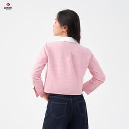 [ẨN] Áo Sơ Mi Dài Tay Nữ GENVIET JEANS Chất Liệu Cotton Dáng Croptop, Áo Crotop Cúc Cài Nữ Trẻ Trung 8748 5
