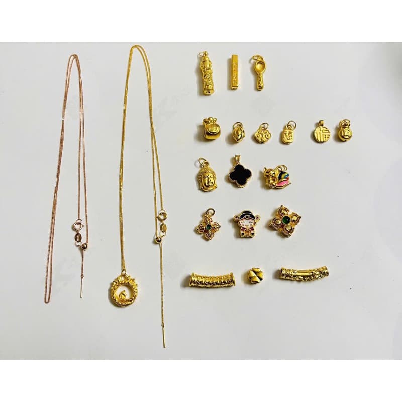 Dây chuyền 18 kara xuyên tâm chuyên dụng lõi 0,5mm, thiết kế thông minh, tiện lợi với chốt co rút và dễ dàng gắn charm.