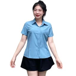 Áo Sơ Mi Nữ Công Sở Bigsize LIMO - Áo Sơ Mi Tay Ngắn Chất Lụa Cổ Polo Dấu Khuy Cúc MS4020 7
