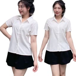 Áo Sơ Mi Nữ Công Sở Bigsize LIMO - Áo Sơ Mi Tay Ngắn Chất Lụa Cổ Polo Dấu Khuy Cúc MS4020 9