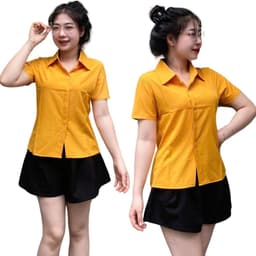 Áo Sơ Mi Nữ Công Sở Bigsize LIMO - Áo Sơ Mi Tay Ngắn Chất Lụa Cổ Polo Dấu Khuy Cúc MS4020 6