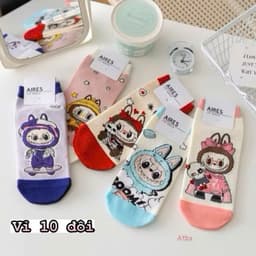 sét 5-10 đôi tất LABUBU cổ ngắn hot trend trẻ em 1-12 tuổi 3